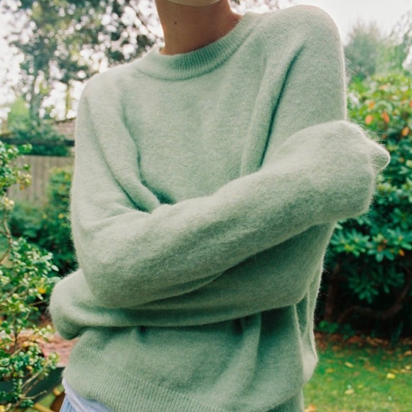 Zara Alpaca Wool Blend Sweater Green Mint Size L - Picture 1 of 11